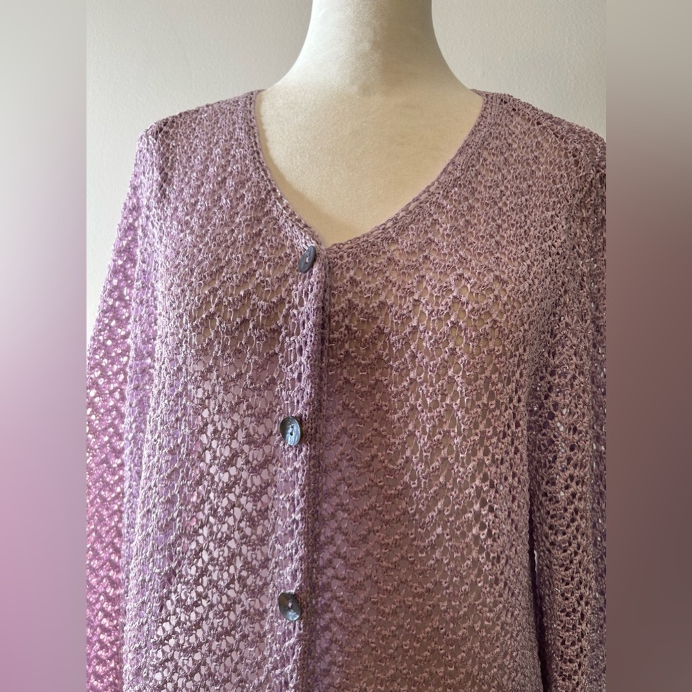 NWT Sigrid Olsen Lilac open knit cardigan - Size Misses XL - Picture 12 of 13